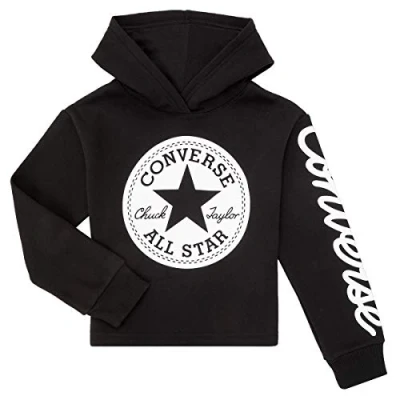 Abbildung von Converse Chuck Patch Cropped Hoodie Kapuzenpullover für Kinder, Größe: 140/152, Black