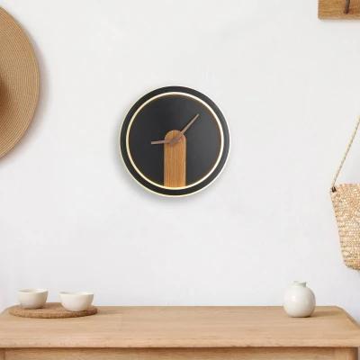 Abbildung von GLOBO LIGHTING LED Wandleuchte, Wanduhr Wandleuchte Hintergrundbeleuchtung Metall Holz