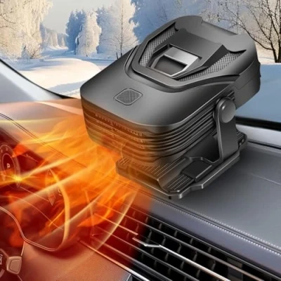 Abbildung von Auto Heizung, 12V 150W Tragbare Schnelles Aufheizen Abtauen und Entnebeln, Windschutzscheibenventilator mit Zigarettenstecker, 360 Grad Drehbarer Windschutzscheiben Defogger für
