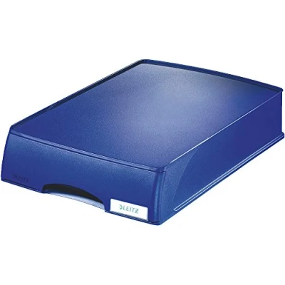 Abbildung von Leitz Briefkorb Schublade A4, 4er Pack, Schubladenbox in Premium Qualität für vertrauliche Unterlagen, Stapelbare Ablagefächer kombinierbar mit Briefkörben, Blau, Plus Serie, 52100035