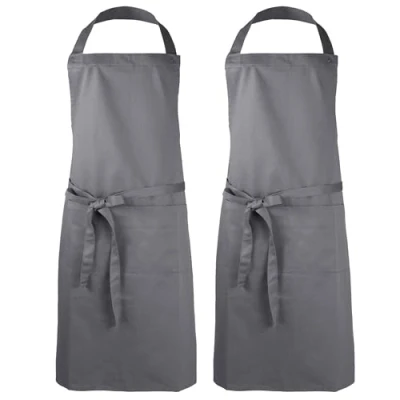 Abbildung von ZOLLNER 2er Set Kochschürze in grau robuste Grillschürze mit aufgenähten Taschen für Damen und Herren Baumwolle 75x100 cm Bindebänder waschbar bis 60C Oeko Tex® zertifiziert