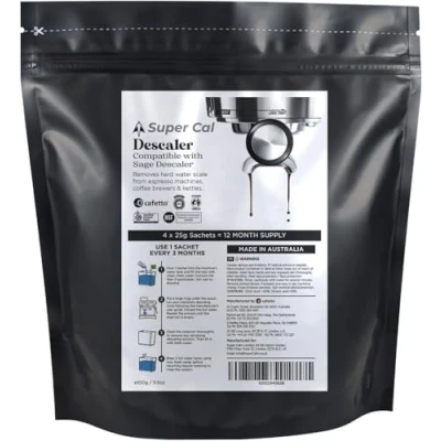 Abbildung von Super Cal descaler Compatible with Sage for coffee Machines &amp; Kettles 4 x 25g Sachets 12 Mth Supply Made in Australia by same company that makes branded machine