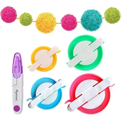 Abbildung von Ayasee Pompom Maker, 4 Größen Pom Maker für Fluff Ball Weaver Needle Craft DIY Wolle Stricken Tool Set Dekoration + 1PS Schere (5)