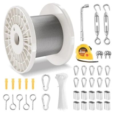 Abbildung von VEVOR Stahlseil Drahtseil Seil Draht Rostfrei Ф3,18mmx30,5 m 2,9kN 7x7 Litzen