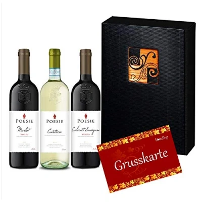 Abbildung von 3er Wein Geschenk Set &quot;Poesie&quot; aus dem Veneto mit Rotwein &amp; Weisswein (3 x 750 ml)