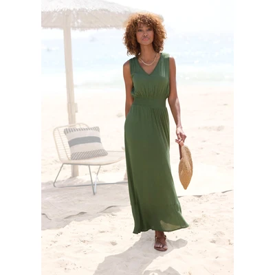 Abbildung von s.Oliver Maxikleid aus gekreppter Viskose zum Binden im Nacken, Sommerkleid, Strandkleid