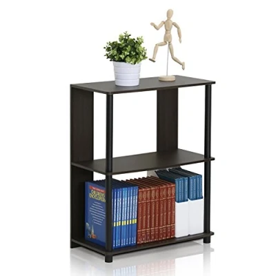 Abbildung von Furinno JAYA Regal mit einfachem Design und 3 Ebenen, holz, Walnuss/Schwarz, 29.46 x 59.94 75.69 cm