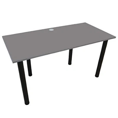 Abbildung von mikon Höhenverstellbarer Schreibtisch Computertisch PC Tisch Bürotisch aus Spanplatte Tischbeine Metall Tischplatte mit Kabeldurchführung einfache Montage 74cm hoch (135x65, Light Anthrazit)