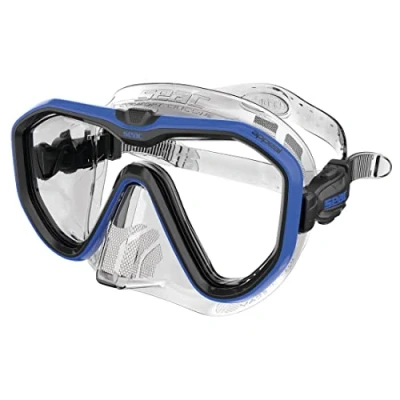 Abbildung von Seac Unisex Adult Appeal Italien hergestellte Einglas Tauchmaske mit Einer 3D Schnalle direkt am Maskenkörper, transparent/blau, Standard
