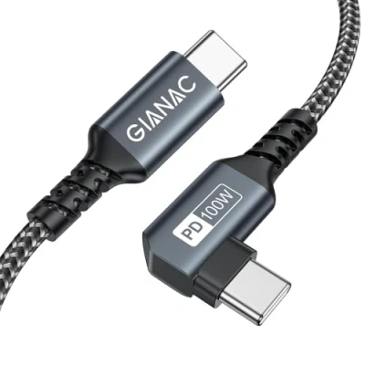 Abbildung von GIANAC 100W USB C auf Kabel 2M,90 Grad Schnellladekabel PD 5A Typ Ladekabel mit E Mark Chip für Macbook Pro;MacBook Air;iPad Pro;Samsung Galaxy;Huawei Google;lightning