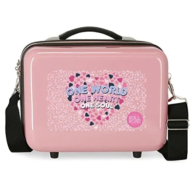 Abbildung von Roll Road One World Kulturbeutel, anpassbar, mit Umhängetasche, rosa, 29 x 21 15 cm, starr, ABS 9,14 l