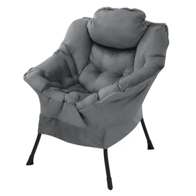 Abbildung von ML Design Relaxsessel Anthrazit, Wohnzimmersessel mit Armlehnen &amp; Seitentasche, Fernsehsessel Kopfkissen, Loungesessel Stahlrahmen schwarzen Beine, Ohrensessel ergonomisch, Lesesessel gepolstert
