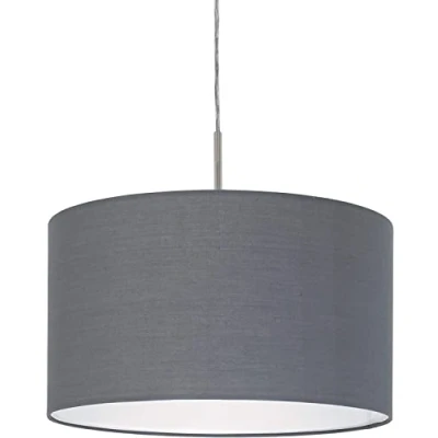 Abbildung von Eglo 31573 Pendellampe PASTERI nickel matt, Textil grau E27 max.1X60W H:110cm Ø38cm dimmbar