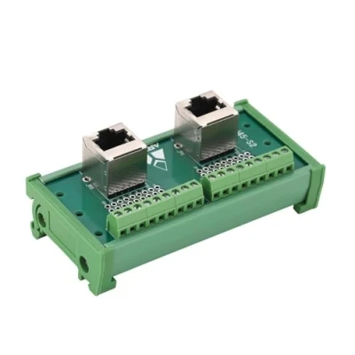 Abbildung von PENGLIN RJ45 8P8C DIN Schienenmontage Ethernet Steckverbinder Verteiler Breakout Board, Zwei Wege Vertikal Buchsen Adapter