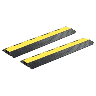 Abbildung von vidaXL 2X Kabelbrücke 2 Kanäle Schlauchbrücke Kabel Schutz Brücke PKW LKW Überfahrschutz Kabelschutz Rampe Gummi 101,5cm 25 Tonnen