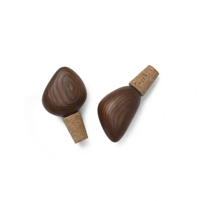 Abbildung von ferm LIVING Weinverschluss Cairn, braun, Holz, Kork, 2er Set
