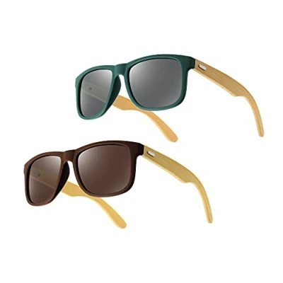 Abbildung von UrbanSky Sonnenbrille „Raymond“ 2er Pack Sonnenbrillen Herren Holzbügel polarisiert (Warm)