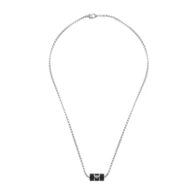 Abbildung von Emporio Armani LOGO Necklace Halskette silvercoloured/matte black, Herren, Größe: One Size, Silver coloured/matte black