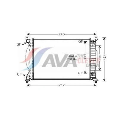 Abbildung von PRASCO AI2202 Kühler, Motorkühlung Aluminium 632 415 34 mit Schnellkupplungen Kühlrippen mechanisch gefügt AUDI: A6 C5 Avant, A4 B6 B7 Avant
