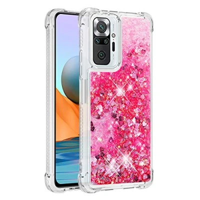 Abbildung von KBIKO zxl Kompatibel mit Xiaomi Redmi Note 10 Pro Glitzer Flüssig Hülle, Handyhüllen Flüssigkeit Farbverlauf Sternen Transparent Silikon Bumper Schutzhülle für Pro.Pink YBL
