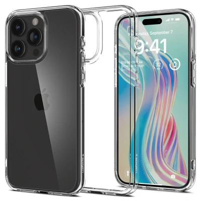 Abbildung von Apple iPhone 15 Pro Hülle Kunststoff Spigen Hard Case/Backcover Handyhülle Transparent Shockproof/Stoßfest
