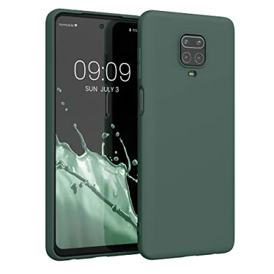 Abbildung von kwmobile Hülle kompatibel mit Xiaomi Redmi Note 9S / 9 Pro Max gummierte TPU Silikon Handyhülle Schutzhülle für kabelloses Laden Case in Moosgrün