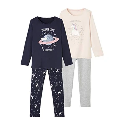 Abbildung von VERTBAUDET Pyjamas Einhorn Öko Tex®, 2 Stück, Rosa Set, 8 Jahre