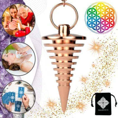 Abbildung von Orakel/Esoterik Pendel, Radiästhesie Pendel Vortex mit Spiralen aus Kupfer 22 Gr