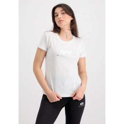 Abbildung von Alpha Industries New Basic T Wmn Foil Print Shirt für Damen, White/Metalsilver, L