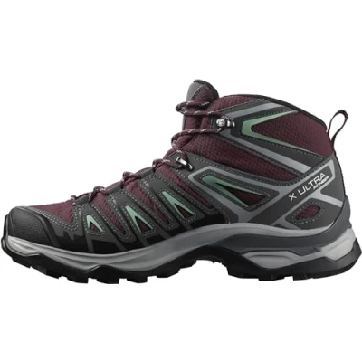 Abbildung von Salomon X Ultra Pioneer Mid Gore Tex Damen Wanderschuhe, Alle Wetterbedingungen, Sicherer Fußhalt, Stabil und gedämpft, Wine Tasting, 38