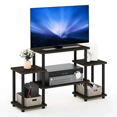 Abbildung von Furinno Turn N Tube TV Schrank, Fernsehtisch, Regal, Dunkelbraun/Schwarz, 105.4 (B) x 58 (H) 29.5 (T) cm
