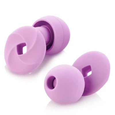 Abbildung von Ohrstöpsel zum Schlafen Weicher, wiederverwendbarer Silikon Gehörschutz, SNR 33 dB Geräuschreduzierung. Mit Tragebox und Aufsätzen in Größen XS/S/M/L. (purple, Einheitsgröße)