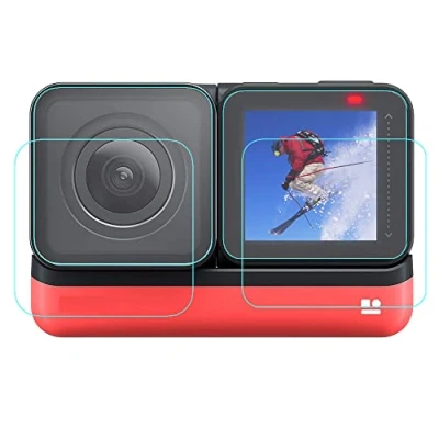 Abbildung von FANZR Displayschutzfolie für Insta360 ONE R / RS Twin Edition und 4K Weitwinkelkamera (2+2er Pack), 0,3 mm, 9H Härte, kratzfestes gehärtetes Glas