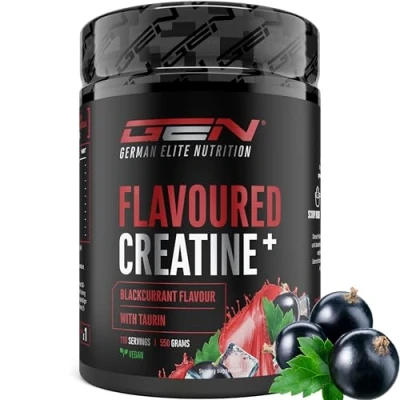 Abbildung von Flavoured Creatine Pulver 550g Creatin Monohydrat + L Taurin Mikronisiertes Kreatin mit Geschmack Ohne Zucker &amp; Top Löslichkeit Vegan (Blackcurrant)