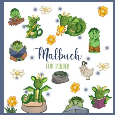 Abbildung von Malbuch für Kinder: Lustige Trolle und süße Drachen Ausmalbuch Jungen Mädchen ab 3 Jahre Motive zum Ausmalen mit Buntstiften oder Filzstiften