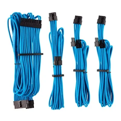 Abbildung von Corsair Premium Sleeved Netzteil Starter Kabel Set Typ4 (Generation 4 Serie) Blau