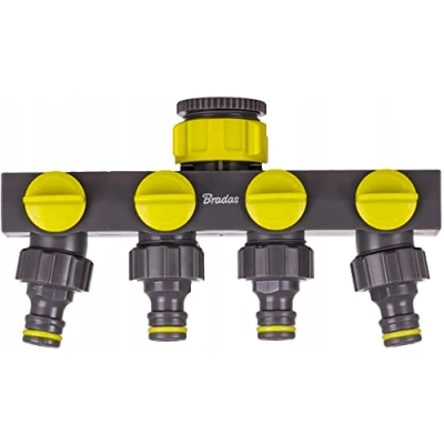 Abbildung von Bradas 4 Wege Verteiler Wasserverteiler für Gartenschlauch Absperrhahn LE 03033K Bradas, (1 tlg), Adapter: Innengewinde 3/4&quot;