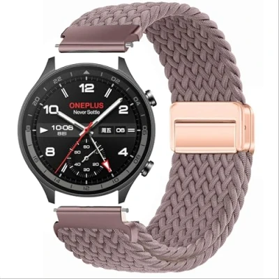 Abbildung von GIOPUEY Armband Kompatibel mit OnePlus Watch 2R, Geflochtenes Nylon [Unisex] elastisch Ersatzarmband Purple