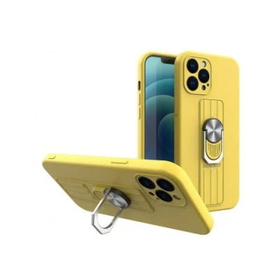Abbildung von Ring Case Silikonhülle mit Fingergriff und Ständer für iPhone 11 Pro Max gelb