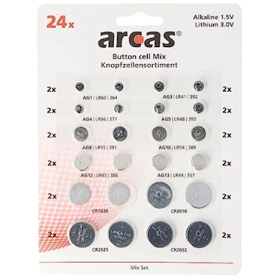 Abbildung von Arcas 24 Alkaline und Lithium Knopfzellen Batterien sortiert im Set Fotobatterie, (3,0 V)