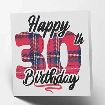 Abbildung von Maturi Geburtstagskarte zum 30. Geburtstag, Schottenkaro, innen unbeschriftet