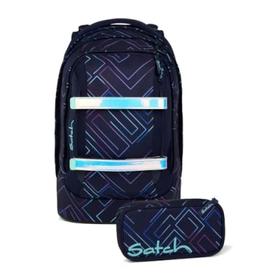 Abbildung von satch pack Schulrucksack Set 2tlg. inkl. Schlamperbox (Purple Laser)