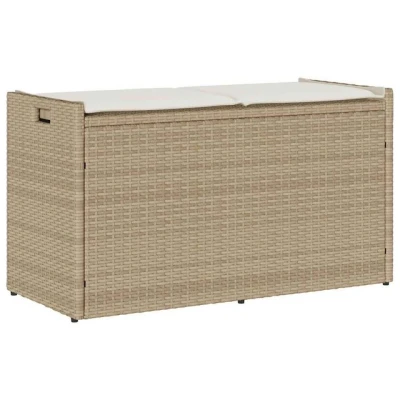 Abbildung von vidaXL Outdoor Sitzbank mit Stauraum und Kissen Beige 100 cm, Gartenaufbewahrungsbank, Außenlagerbank, Außenbank Stauraum, Gartenaufbewahrungssitz