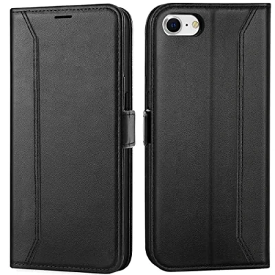 Abbildung von Verco Handyhülle für iPhone SE 2020/2022, 7 8 Hülle Premium Klapphülle Handy Flip Case Apple 2. 3. Gen. Book Tasche, Schwarz