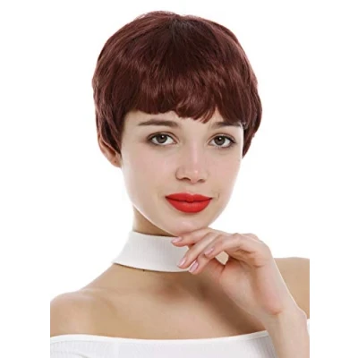 Abbildung von WIG ME UP SA098 35 Perücke Damen sehr kurz Pixie Cut 60er Kurzhaarfrisur Pony Rotbraun Rostbraun