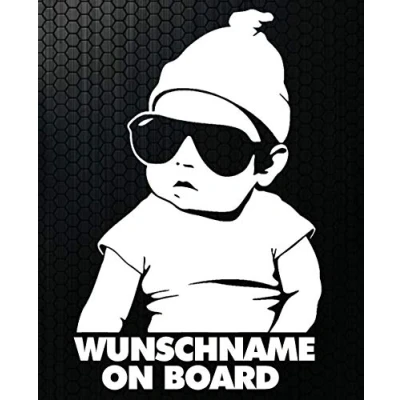 Abbildung von HR WERBEDESIGN 1x Aufkleber Wunschname ON Board Sticker Hangover Baby Auto Kind fährt mit FUNmy