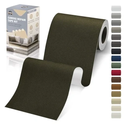 Abbildung von OAZ Flicken Selbstklebend Stoff, 10 x 200 cm Leinwand Stoff Selbstklebend, Armeegrün, Wasserdichtes für Sofa Zelt Möbel Autositz Liege