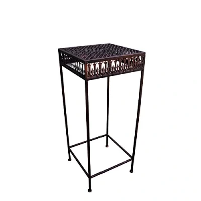 Abbildung von PrimoLiving Metall Blumenhocker/Beistelltisch Shabby Antik Look braun eckig (S (P 873))