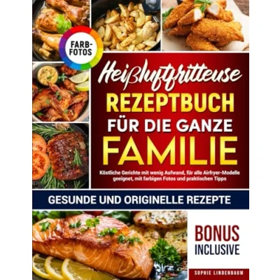 Abbildung von Heißluftfritteuse Rezeptbuch für die ganze Familie: Gesunde und originelle Rezepte: Köstliche Gerichte mit wenig Aufwand, alle Airfryer Modelle geeignet, farbigen Fotos praktischen Tipps