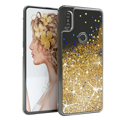 Abbildung von EAZY CASE Hülle kompatibel mit Xiaomi Mi Mix 3 Schutzhülle Flüssig Glitzer, Handyhülle, Schutzhülle, Back Cover Glitter Flüssigkeit, TPU/Silikon, Transparent/Durchsichtig, Gold